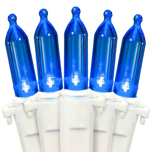 100 Blue LED Christmas Lights on White Wire, UL Approved for Indoor/Outdoor Use, 18.5' Lighted Length, 20.8' Total Length 100 Blue LED Christmas Lights on White Wire, UL Approved for Indoor/Outdoor Use, 18.5' Lighted Length, 20.8' Total Length