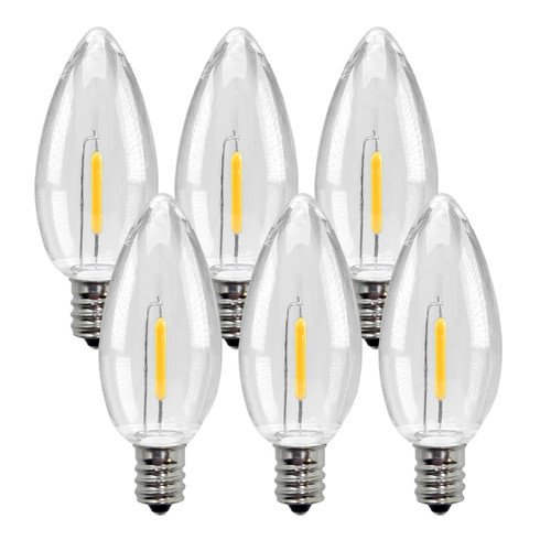 Shatterproof LED Window Candle Replacement Bulbs for VT-1188 Series, Warm White 2700K, E12 Candelabra Base, Model VT-1126 (Pack of 6)