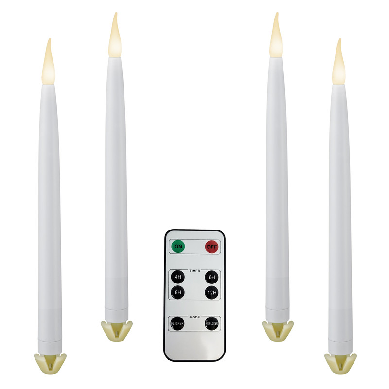 Battery Operated LED Taper Candles with Remote Control, Gripper Base, 11.75” Tall (VT-R1661-4, Pack of 4) Battery Operated LED Taper Candles with Remote Control, Gripper Base, 11.75” Tall (VT-R1661-4, Pack of 4)