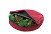 24" Christmas Wreath Storage Bag Container, Woven Polyester Fabric, Padded Handle with Carabiner Clip for Suspension Hanging (SB-10176-VT)