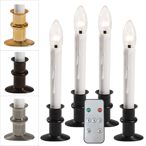 Slimline Ultra-Bright LED Window Candles, Battery Operated, Remote Control, Metal Base (VT-9167-R4, Pack of 4) Slimline Ultra-Bright LED Window Candles, Battery Operated, Remote Control, Metal Base (VT-9167-R4, Pack of 4)
