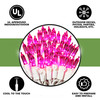 100 Pink LED Christmas Lights on White Wire, UL Approved for Indoor/Outdoor Use, 18.5' Lighted Length, 20.8' Total Length