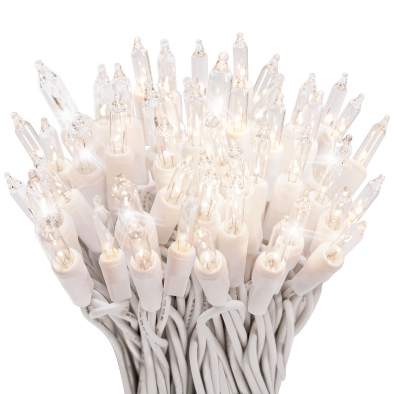 100 Clear Twinkle Lights on White Wire, Indoor/Outdoor Use, Lighted Length of 20.6’, Total Length of 21.8’