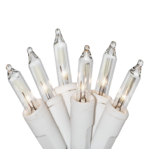 100 Clear Christmas Lights on a White Wire String, UL Approved for Indoor/Outdoor use, 18' of Lighted Length, 20' of Total Length 100 Clear Christmas Lights on a White Wire String, UL Approved for Indoor/Outdoor use, 18' of Lighted Length, 20' of Total Length