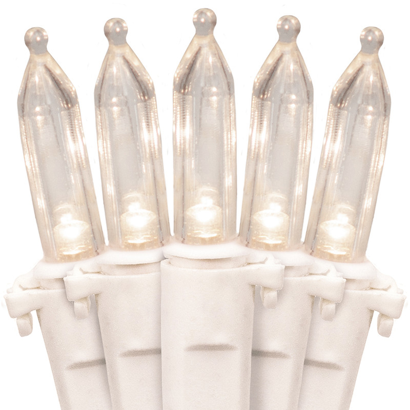 100 Clear LED Christmas Lights on White Wire, UL Approved for Indoor/Outdoor Use, 18.5' Lighted Length, 20.8' Total Length