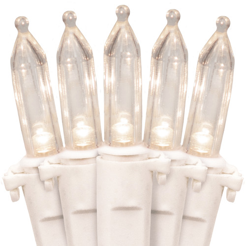 100 Clear LED Christmas Lights on White Wire, UL Approved for Indoor/Outdoor Use, 18.5' Lighted Length, 20.8' Total Length 100 Clear LED Christmas Lights on White Wire, UL Approved for Indoor/Outdoor Use, 18.5' Lighted Length, 20.8' Total Length