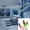 150 Count Red, Green and White Frosted Mini Christmas Icicle Light Set, Lighted Length 11.5 Foot, Total Length 12.5 Foot, 27 Drops