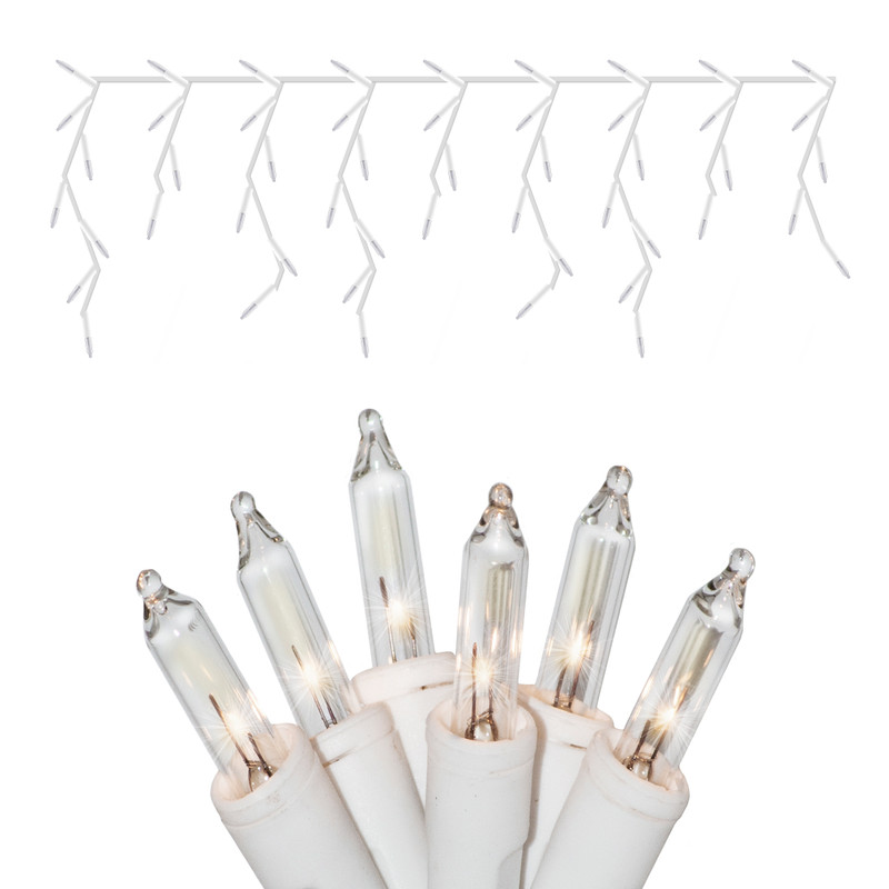 Window Icicle Light Sets for Inside of Window, Clear Christmas Lights on White Wire, 3' Lighted Length, 6' Total Length (VT-2070-22PB/2PK, Pack of 2)