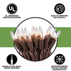 50 Clear Christmas Lights on a Brown Wire, UL Approved for Indoor/Outdoor Use, 9' of  Lighted Length, 11' of Total Length 50 Clear Christmas Lights on a Brown Wire, UL Approved for Indoor/Outdoor Use, 9' of  Lighted Length, 11' of Total Length