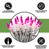 50 Pink Christmas Lights on a White Wire String, UL Approved for Indoor/Outdoor Use, 9' of Lighted Length, 11" of Total Length 50 Pink Christmas Lights on a White Wire String, UL Approved for Indoor/Outdoor Use, 9' of Lighted Length, 11" of Total Length