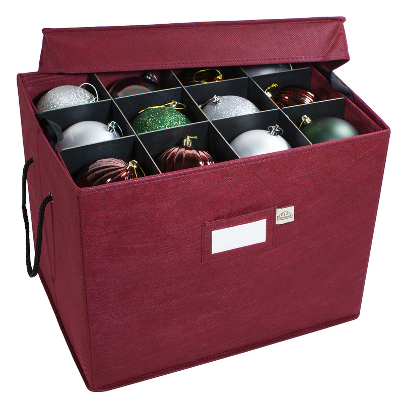 Christmas Ornament Storage Box with Adjustable Acid-Free Dividers, 3 Removable Trays with Handles, Holds 36 - 4 Inch Ornaments (17"L x 13"W x 13"H,  SB-10495-VT) Christmas Ornament Storage Box with Adjustable Acid-Free Dividers, 3 Removable Trays with Handles, Holds 36 - 4 Inch Ornaments (17"L x 13"W x 13"H,  SB-10495-VT)