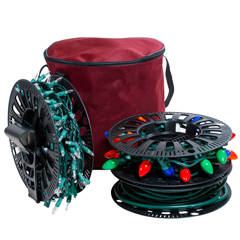 Christmas Light Storage Reel Holder with Installation Clip, Polyester Zip up Bag, Organizes up to 125 Foot of Mini Lights (SB-10148-RS-VT) Christmas Light Storage Reel Holder with Installation Clip, Polyester Zip up Bag, Organizes up to 125 Foot of Mini Lights (SB-10148-RS-VT)