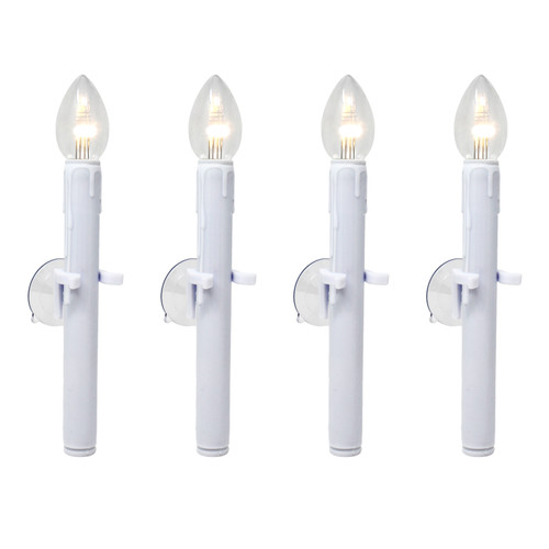 Ultra-Bright LED Window Candles with Timer and Suction Cup, Plastic Shatterproof Bulbs, Battery Operated, White Candlestick (VT-9134-R4-W, Pack of 4)  Ultra-Bright LED Window Candles with Timer and Suction Cup, Plastic Shatterproof Bulbs, Battery Operated, White Candlestick (VT-9134-R4-W, Pack of 4)