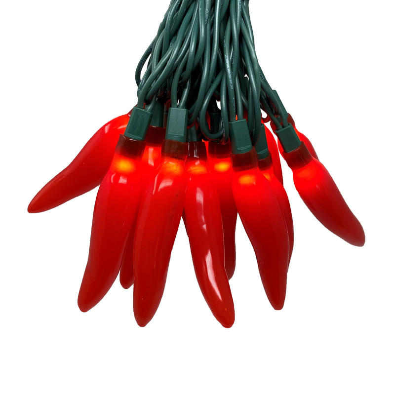 35 Red Chili Pepper String Light, UL Approved for Indoor/Outdoor Use, End-to-End Connectors (VT-2835-R)