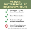 Shatterproof LED Window Candle Replacement Bulbs for VT-1188 Series, Warm White 2700K, E12 Candelabra Base, Model VT-1126 (Pack of 6)