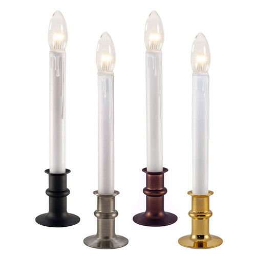 Ultra-Bright LED Window Candles with Timer, Battery Operated, Metal Base, White Candlestick, Adjustable Height (VT-1524, SINGLE)  Ultra-Bright LED Window Candles with Timer, Battery Operated, Metal Base, White Candlestick, Adjustable Height (VT-1524, SINGLE)