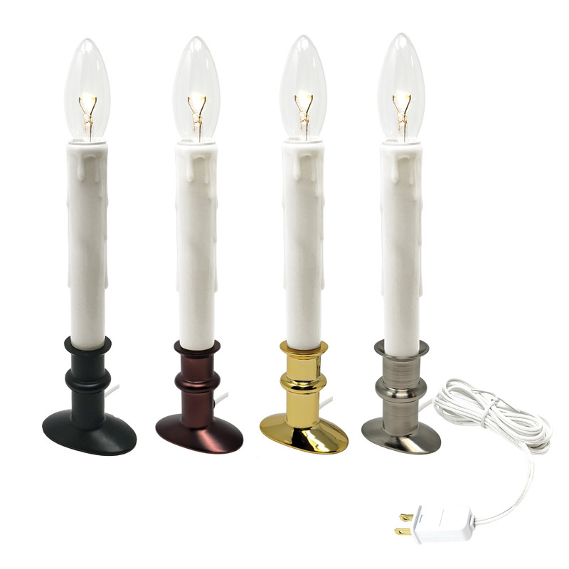 Electric LED Window Candle with Clear Bulb, Metal Slimline Base (VT-9133, Single)